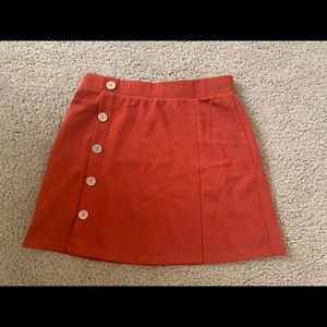 FOREVER 21 Bright Orange Button Down A-line Skirt